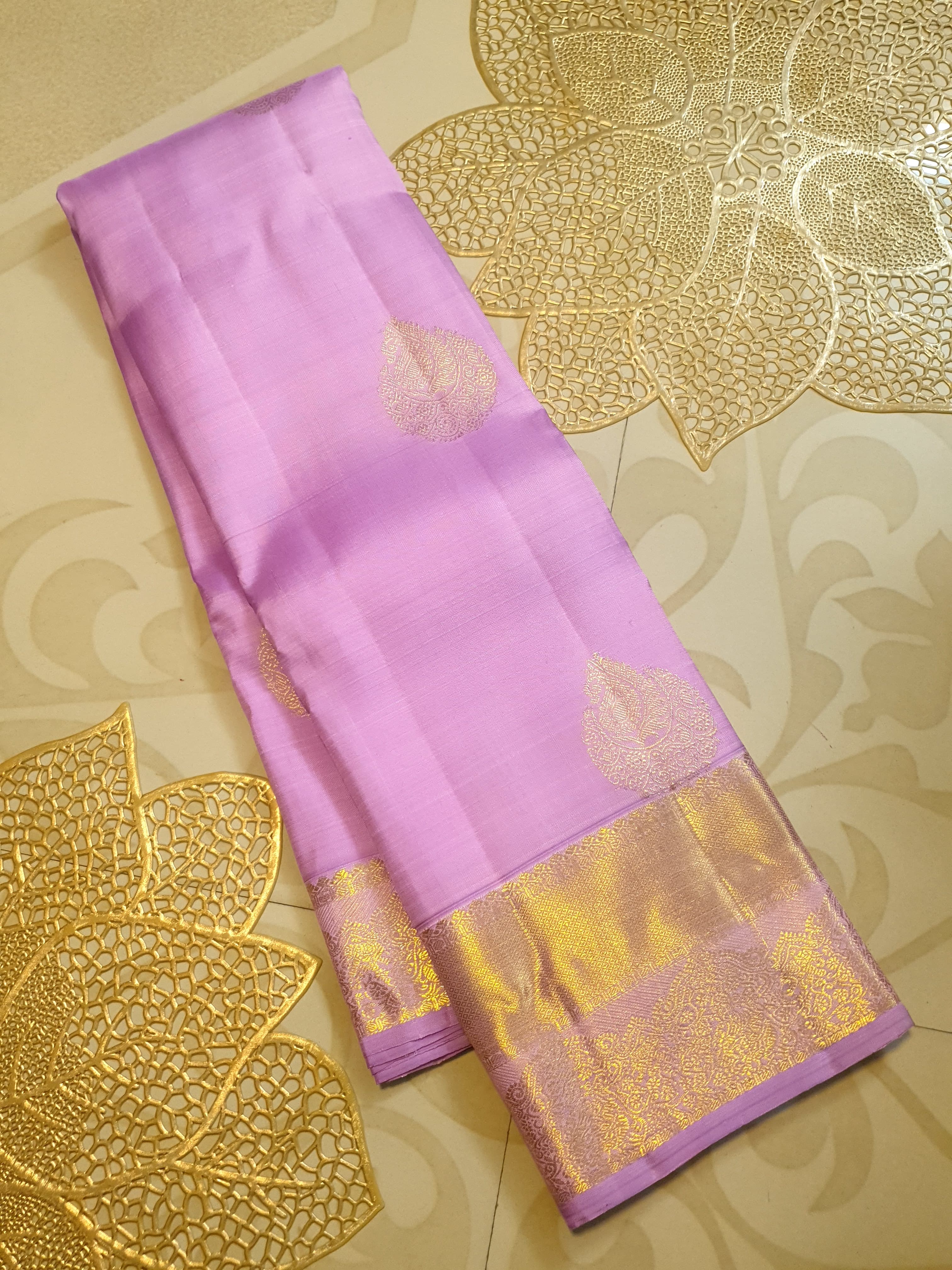 Orchid Pink Pure Kanchipuram Handloom Bridal Silk Sarees